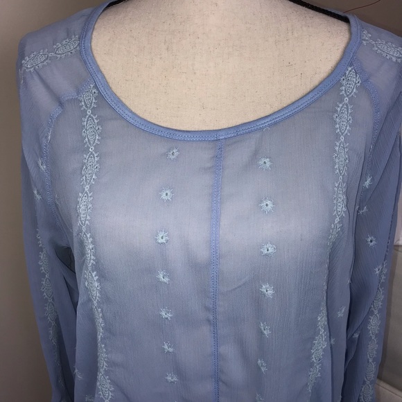 Democracy Light Blue Sheer Blouse Medium - Picture 3 of 4